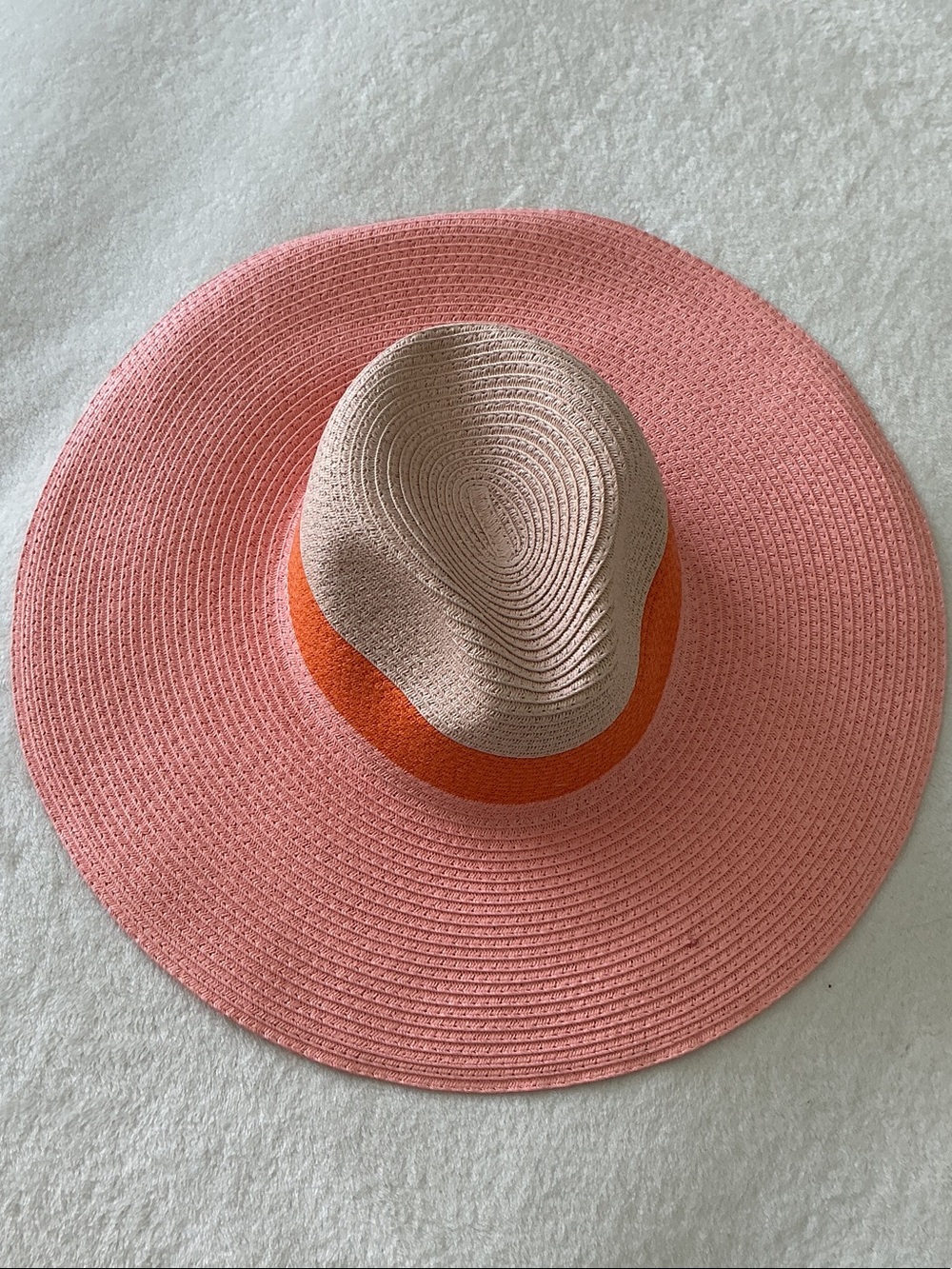 Mud Pie - Women’s  Wide-Brim Sun Hat in Pink/Peach Tones